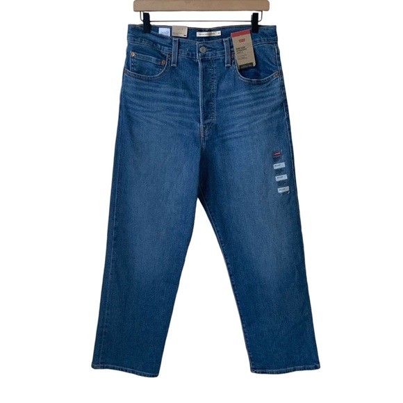 NWT LEVI’S Ribcage Straight Ankle Jeans Super High-Rise Blue 30x27 - Picture 14 of 14